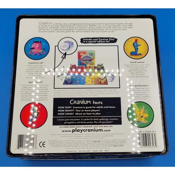 2002 Original Cranium Tin Container Board Game - The Game For Your Whole Brain - Picture 3 of 3